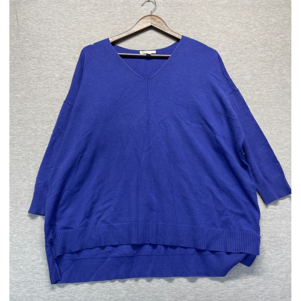 Cato Oversized Sweater Womens 18W/20W Royal Blue Dropped Shoulders High Low Hem
